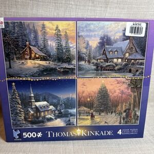 Thomas Kinkade 4-in-1 Holiday Multipack Jigsaw Puzzle set -500 Piece 2 NEW 2Open
